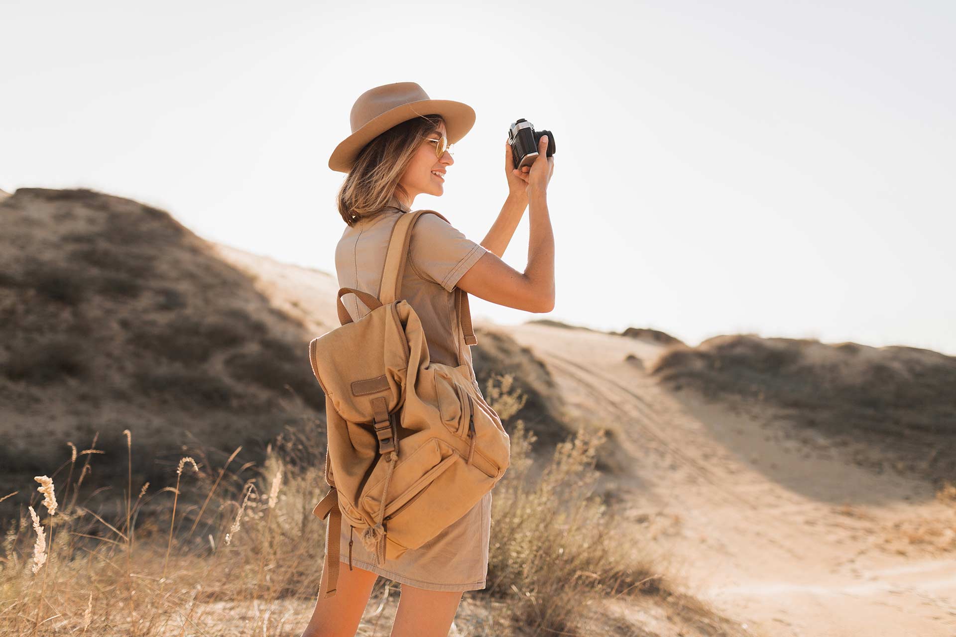 Traveler photographing the landscape